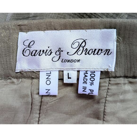 NEW Eavis & Brown Silk Sheen Taupe Pencil Skirt Large Haute Couture Quiet Luxury - Picture 8 of 11